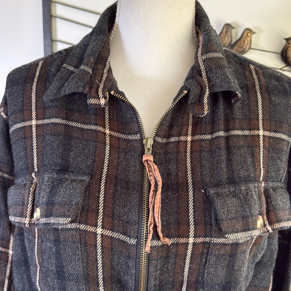 Vintage Express Womens Plaid Half Zip Shirt L XL Wool Blend 90s Grunge Hong Kong - Picture 5 of 12